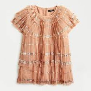 NWT J. Crew Tiered Ruffle Tulle Sequin Top size Small